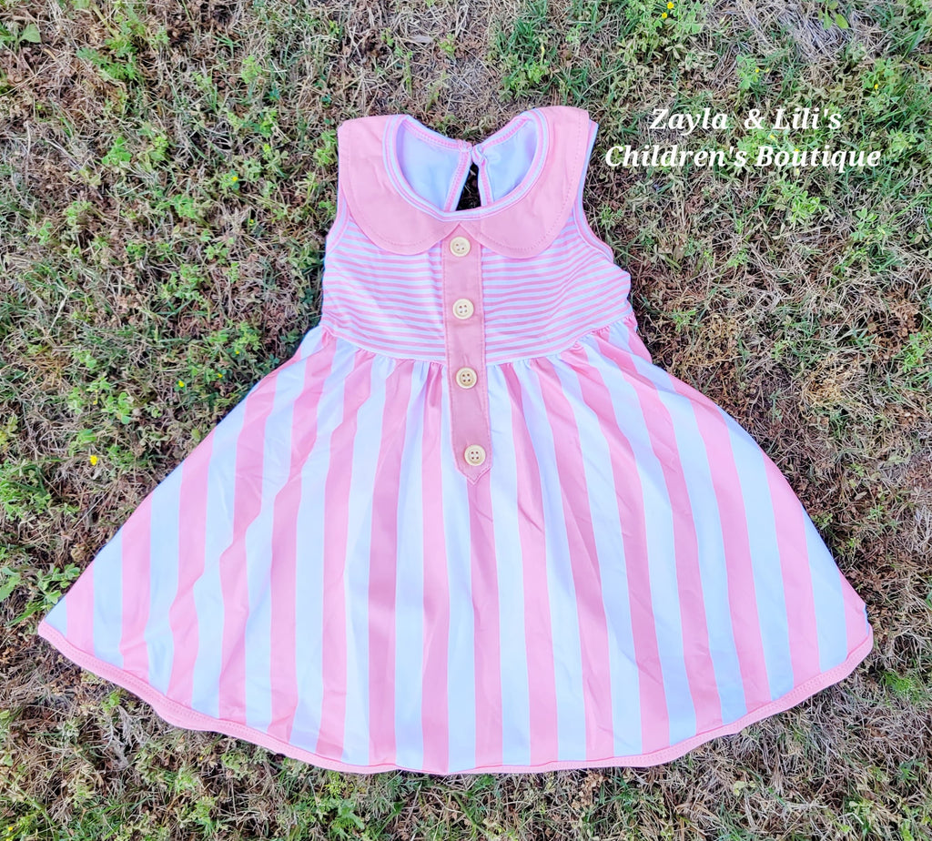Pink stripe twirl dress