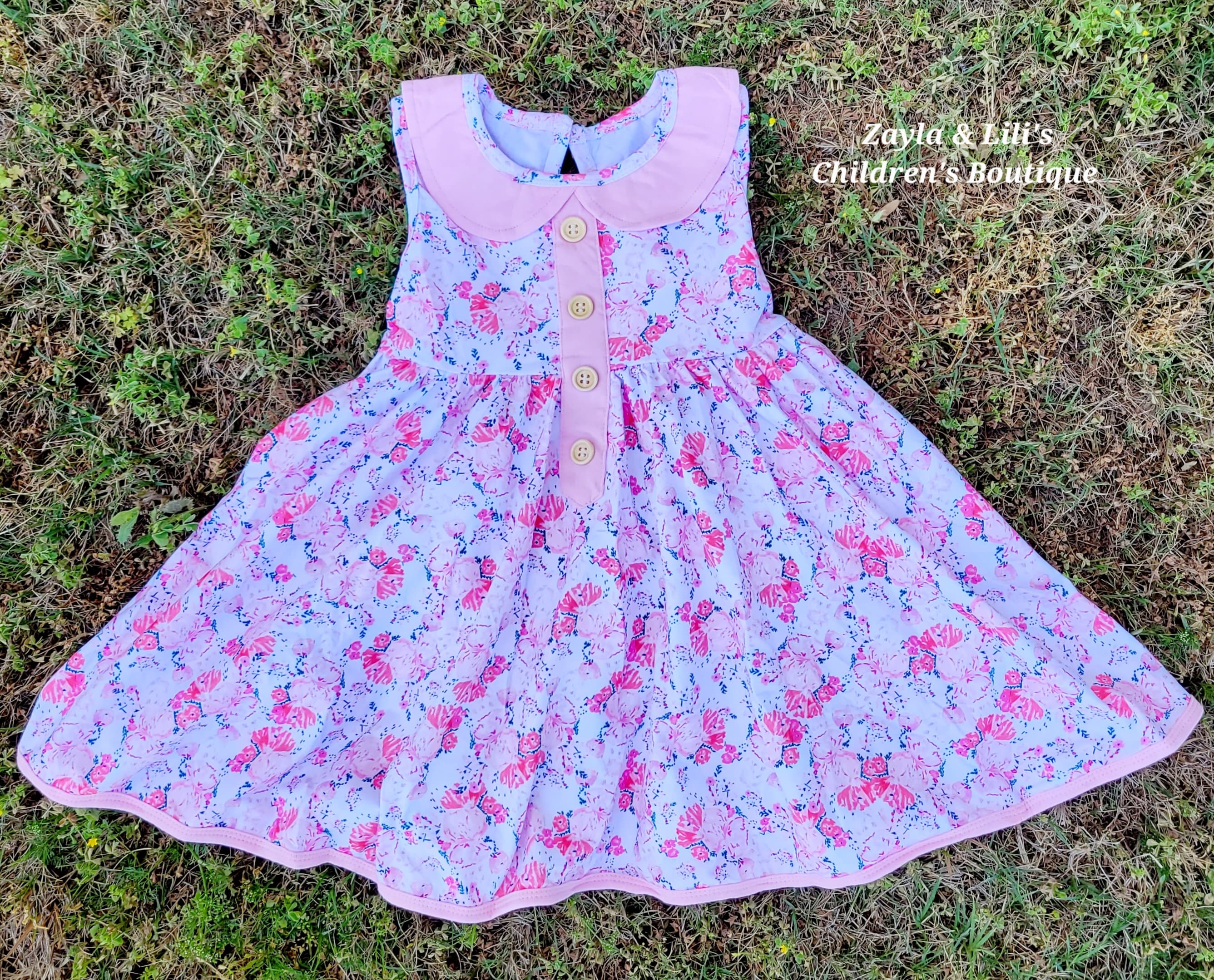 Pink floral twirl dress